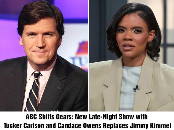 ABC Revamps Late-Night TV: Tucker Carlson and Candace Owens Set to Replace Jimmy Kimmel.