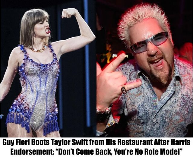 HOT NEWS: Guy Fieri Boots Taylor Swift from His Restaurant After Harris Endorsement: “Don’t Come Back, You’re No Role Model”.