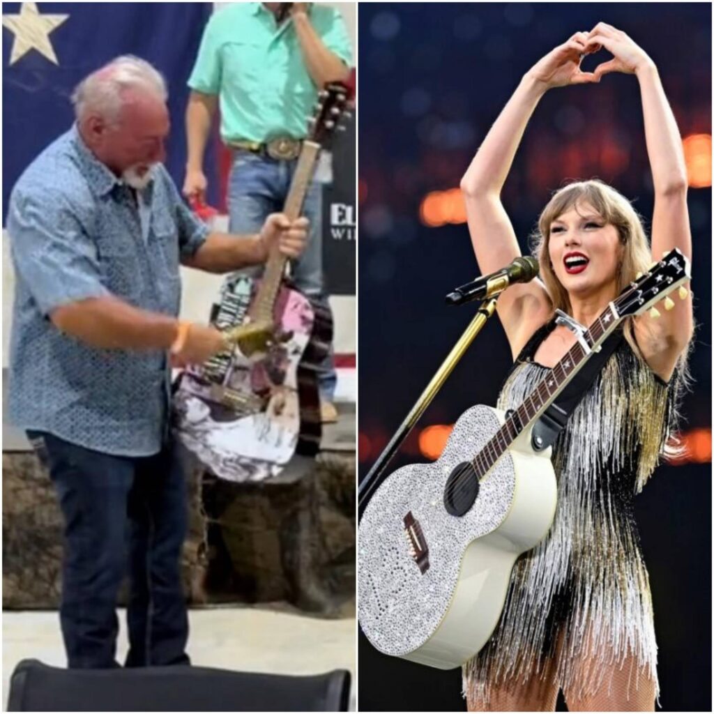 (VIDEO) Texas man pays $4,000 for ‘autographed’ Taylor Swift guitar at auction then smashes it to pieces with hammer..