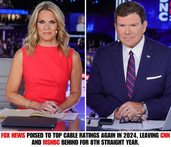 Fox News Poised to Top Cable Ratings Again in 2024, Leaving CNN and MSNBC Behind for 8th Straight Year.